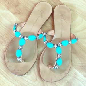 Designer Giuseppe Zanotti Design Turquoise Sandals